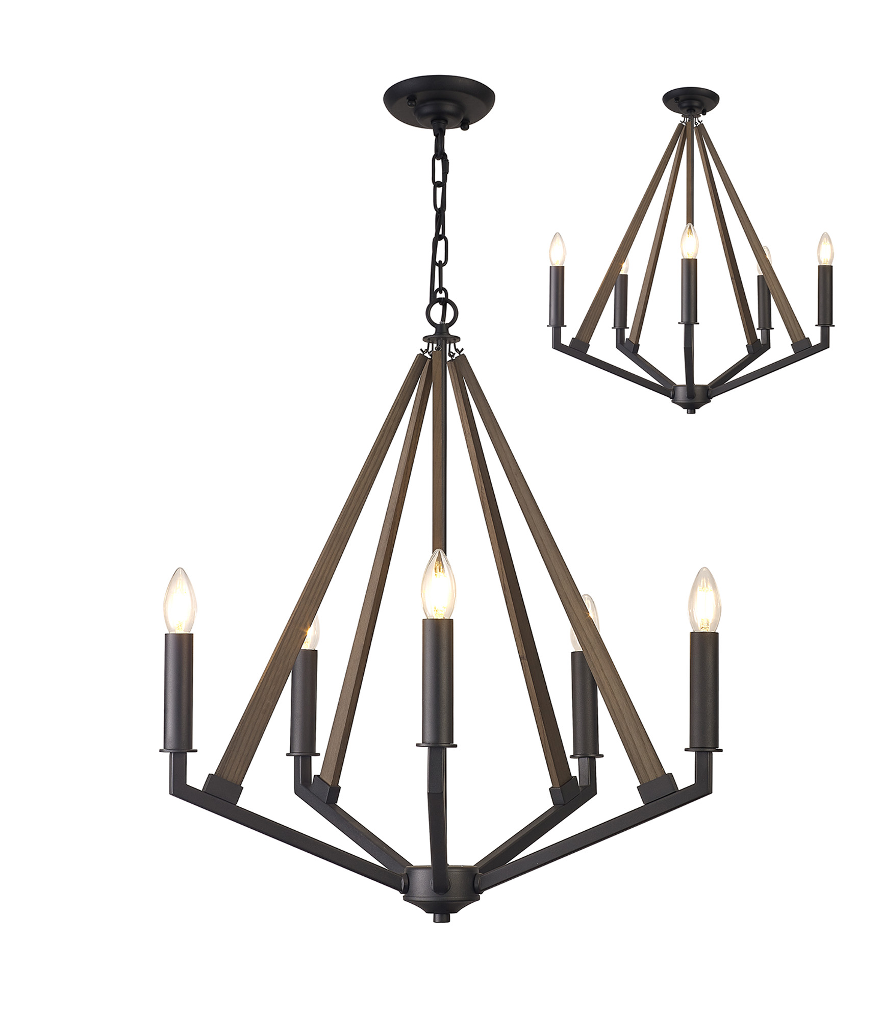 IL32682  Hilton Pendant 5 Light Satin Black